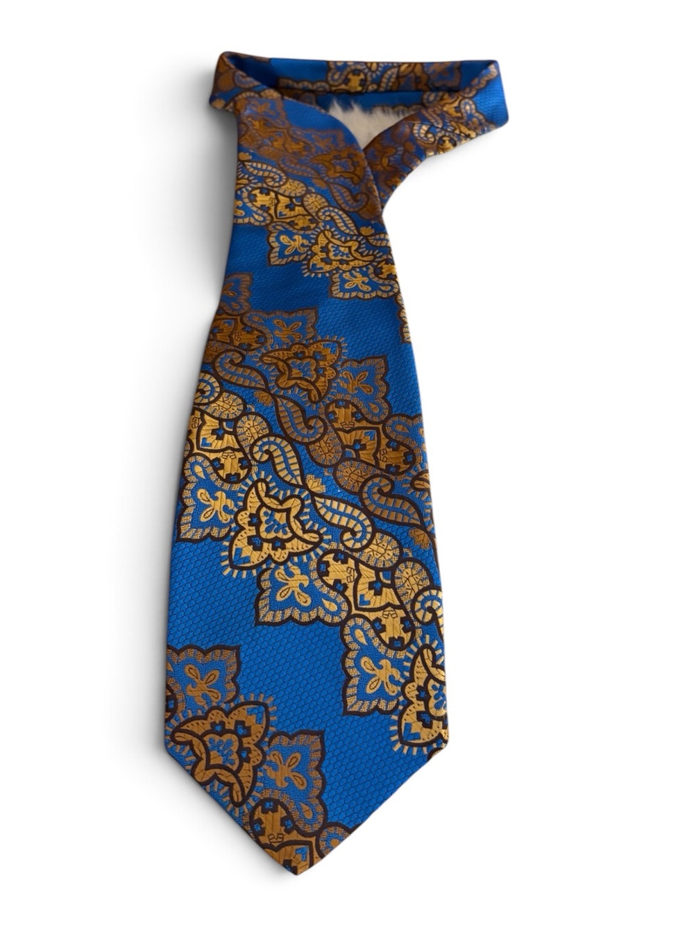 Wembley Blue and Gold Floral Paisley Tie